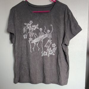 Gray Skeleton Print Kids T-Shirt